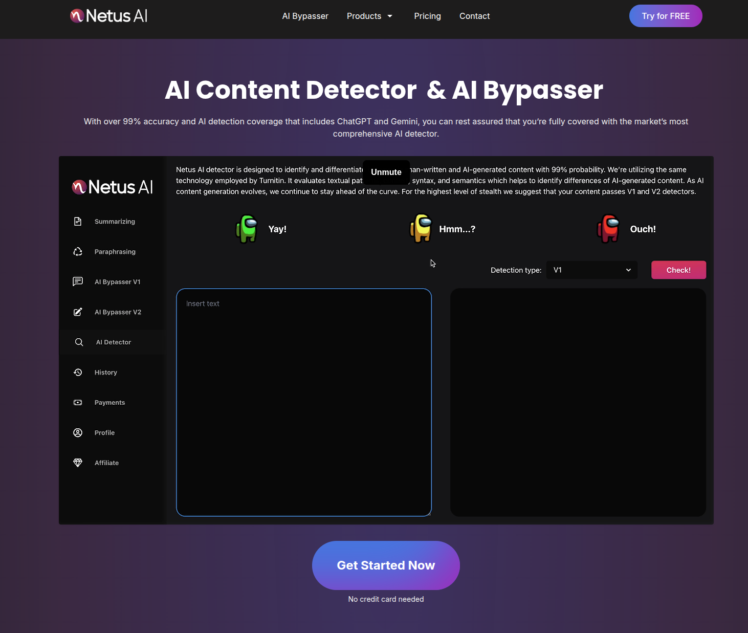 NetusAI Homepage showcasing humanizer