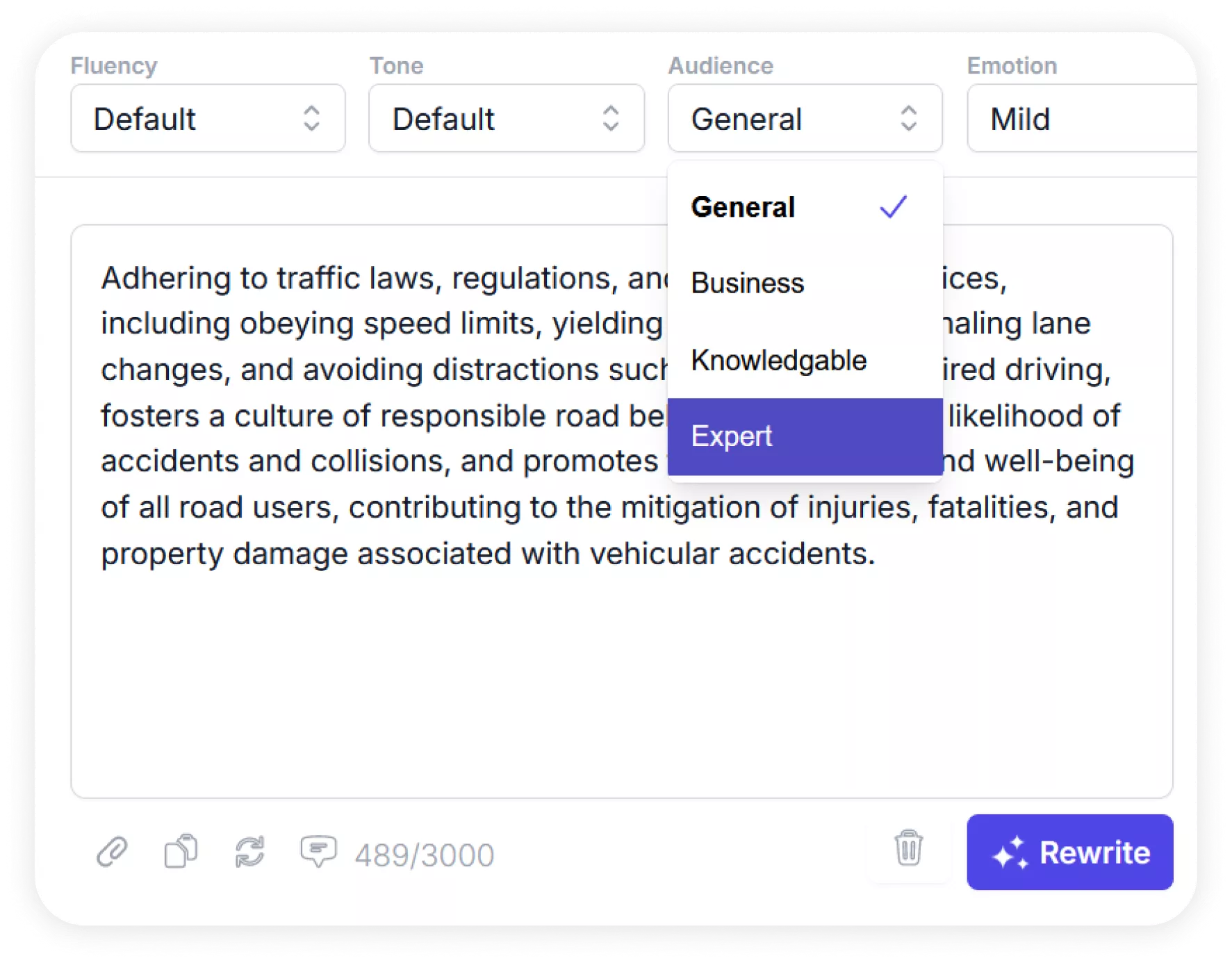 Audience targeting selector for General vs Professional readers.