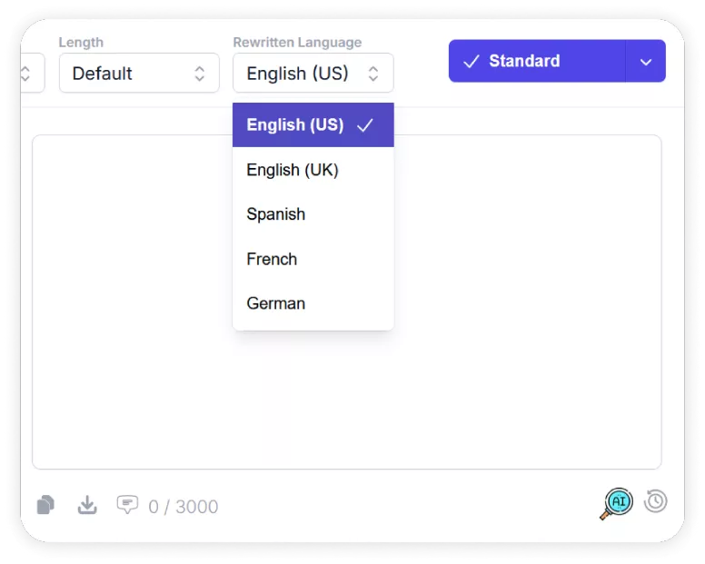 Multi-language support configuration panel.