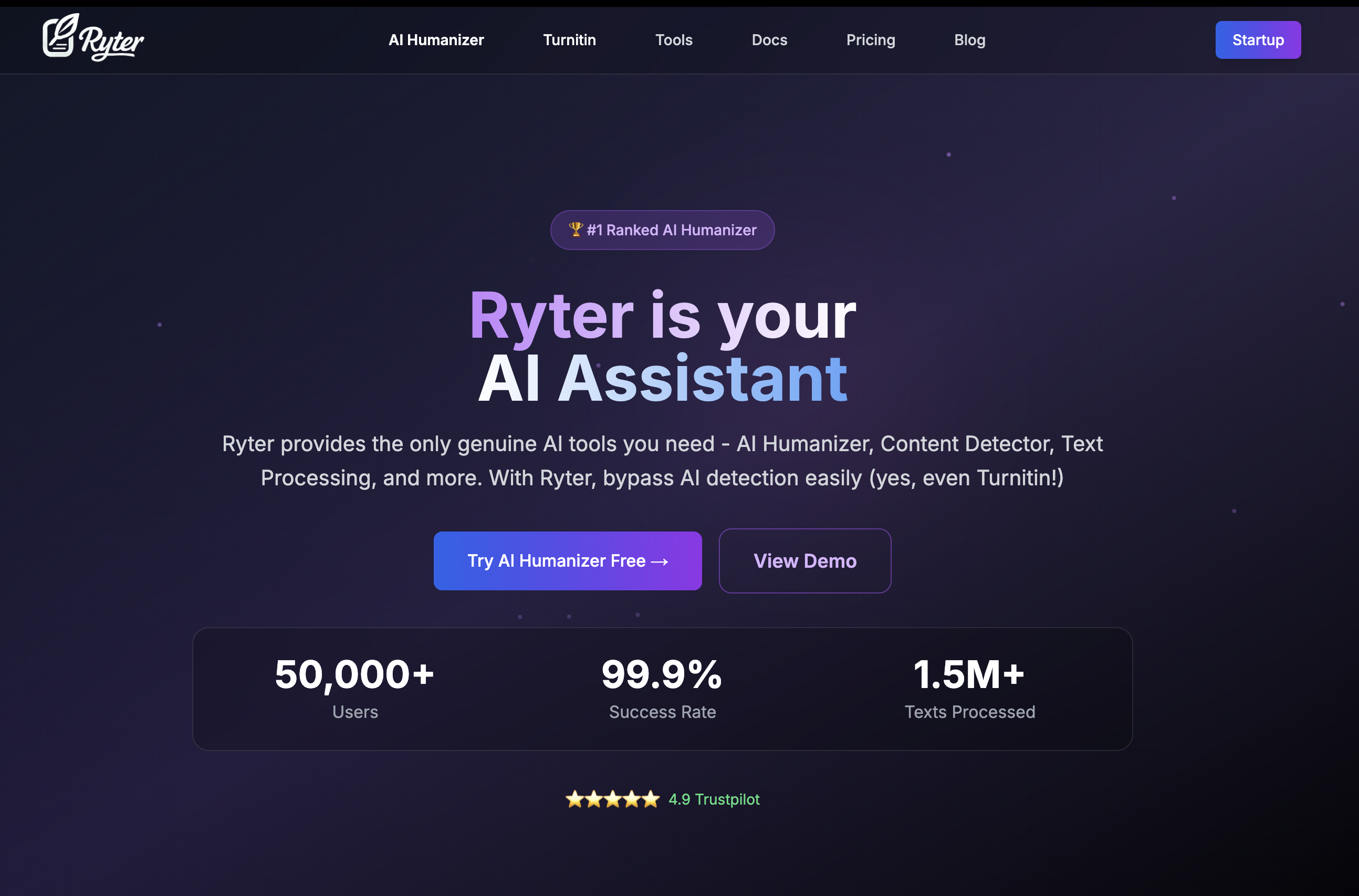 Ryter Pro — AI humanizer tool interface